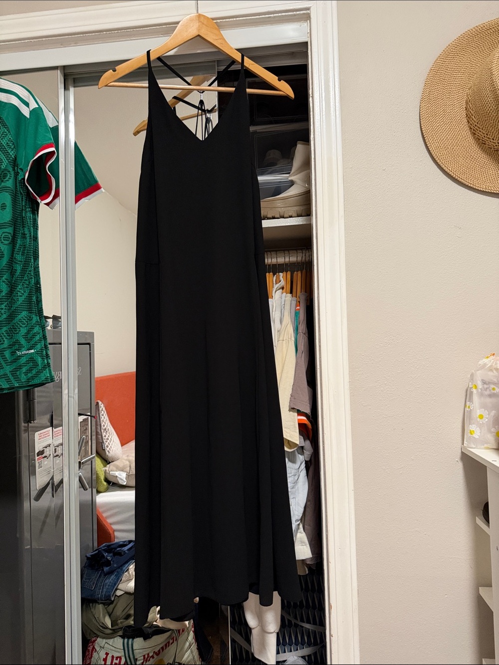 Topshop Black V-Neck Slip Maxi Dress with Strappy Back